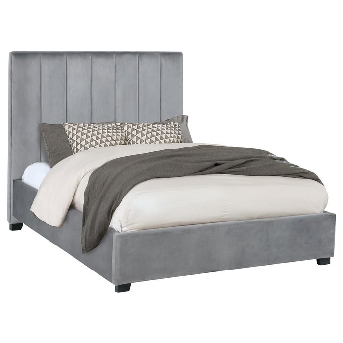 Arles Eastern King Vertical Channeled Tufted Bed Grey image