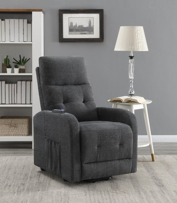 Howie Tufted Upholstered Power Lift Recliner Charcoal